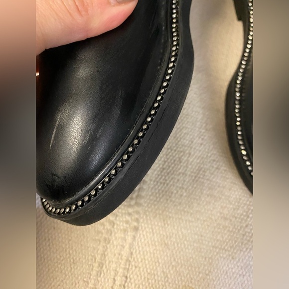 Zara Chic Black Leather Boots with Silver Studs Sz 33 - Picture 5 of 10